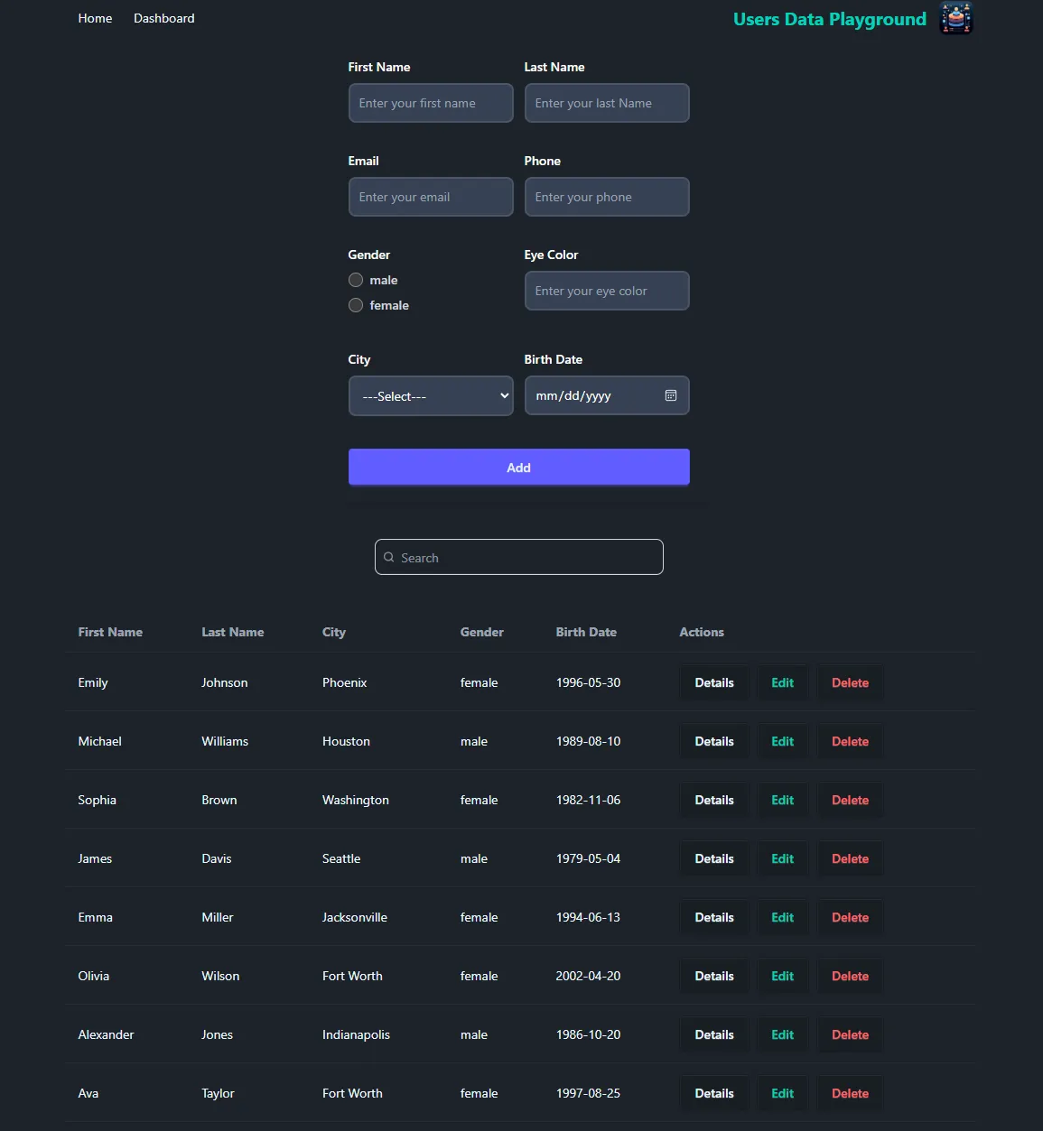 Users Data Playground